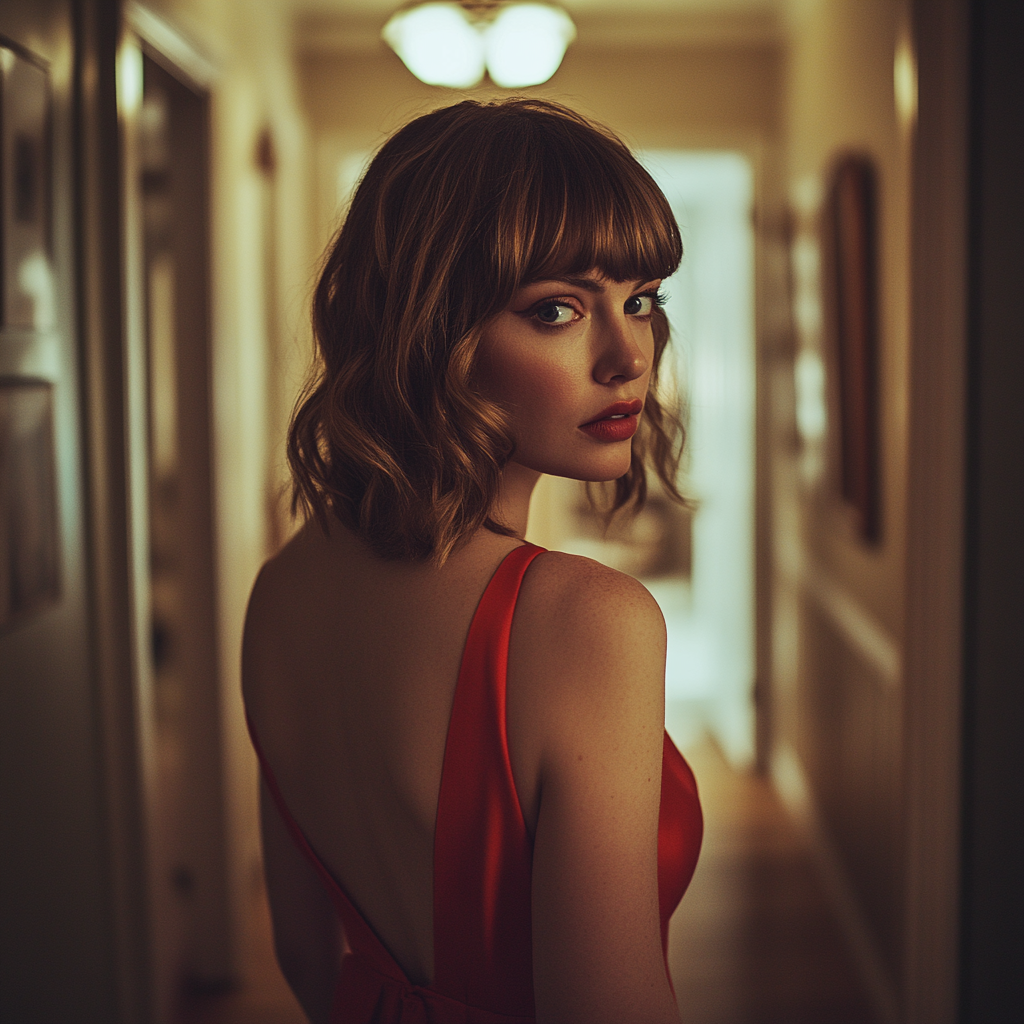 Une femme marchant dans un couloir | Source : Midjourney