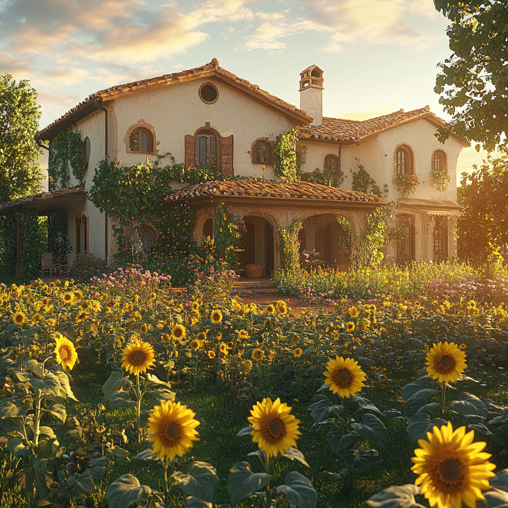 Une maison de campagne pittoresque nichée près d'un magnifique jardin | Source : Midjourney