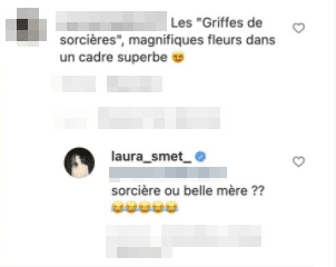 Réponse de Laura Smet d’un commentaire sur son Instagram. | Photo : Instagram Laura Smet