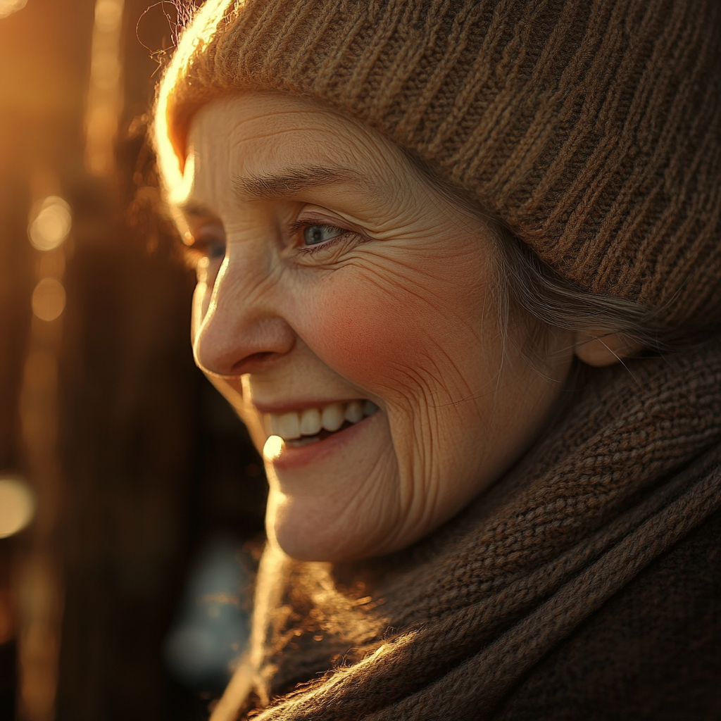 Une femme âgée joyeuse qui rit | Source : Midjourney