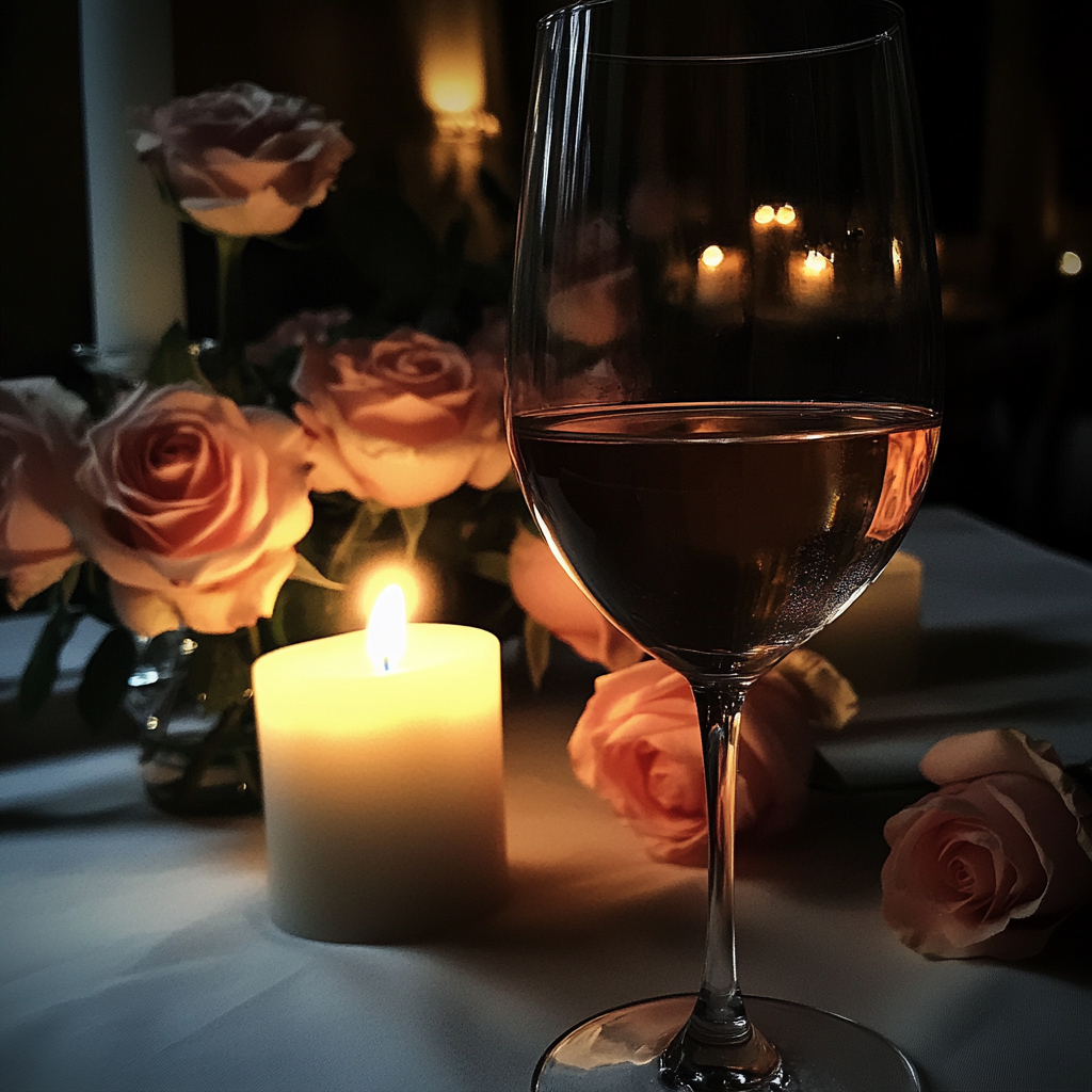 Un verre de vin sur une table | Source : Midjourney