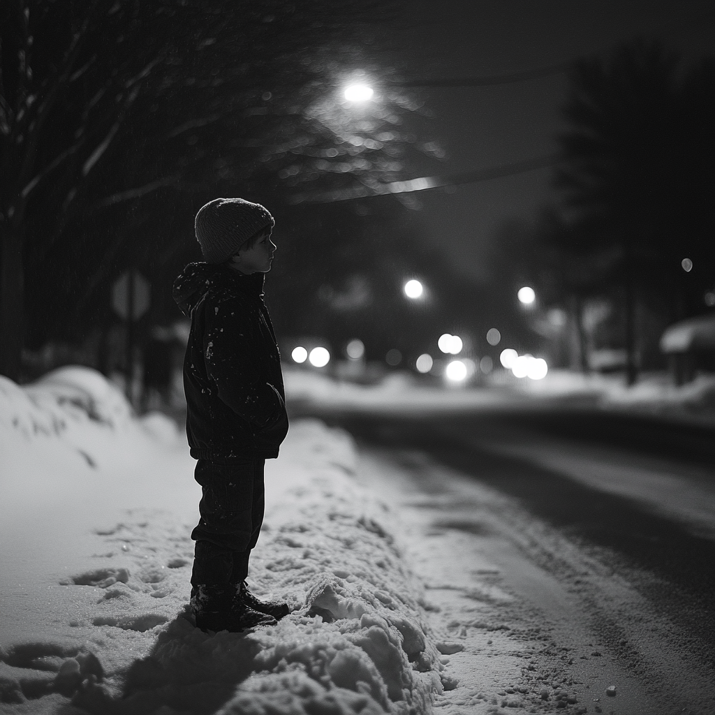 Un jeune garçon sur le bord de la route | Source : Midjourney