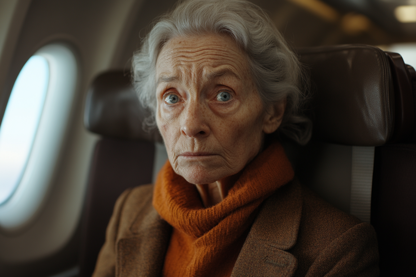 Une femme âgée assise dans un avion | Source : Midjourney