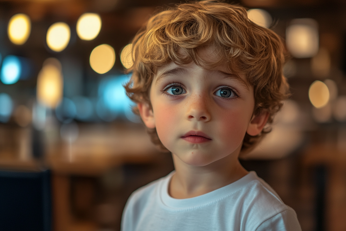 Un petit garçon debout dans un restaurant | Source : Midjourney