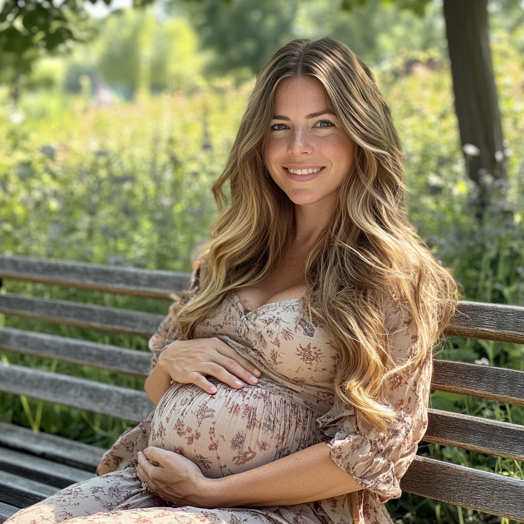 Une femme enceinte souriante | Source : Midjourney