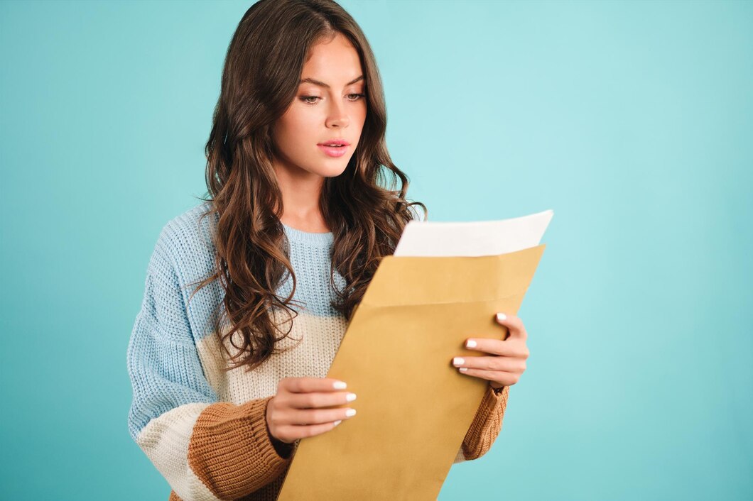 Femme ouvrant une lettre | Source : Freepik