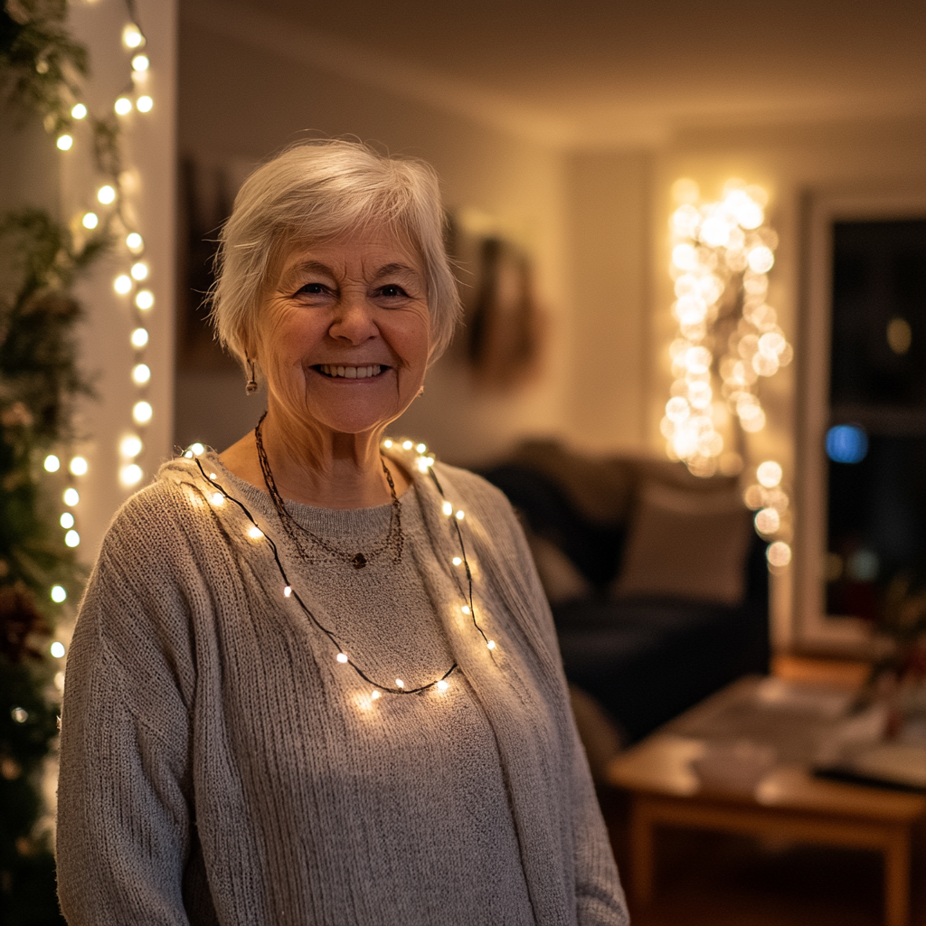 A woman in her living room | Source: Midjourney