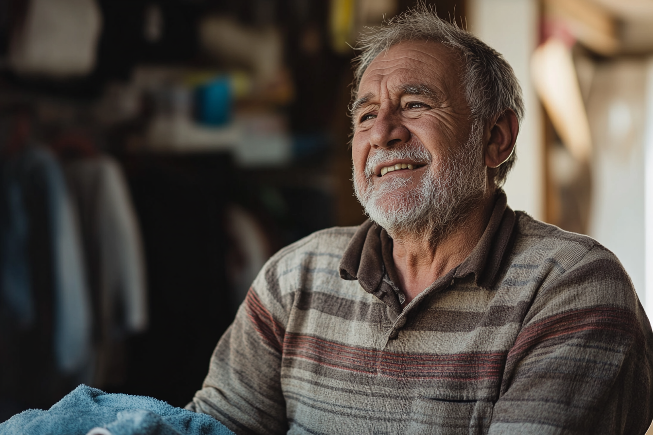 Un homme souriant en train de faire la lessive | Source : Midjourney