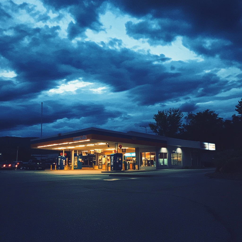 L'extérieur d'une station-service | Source : Midjourney