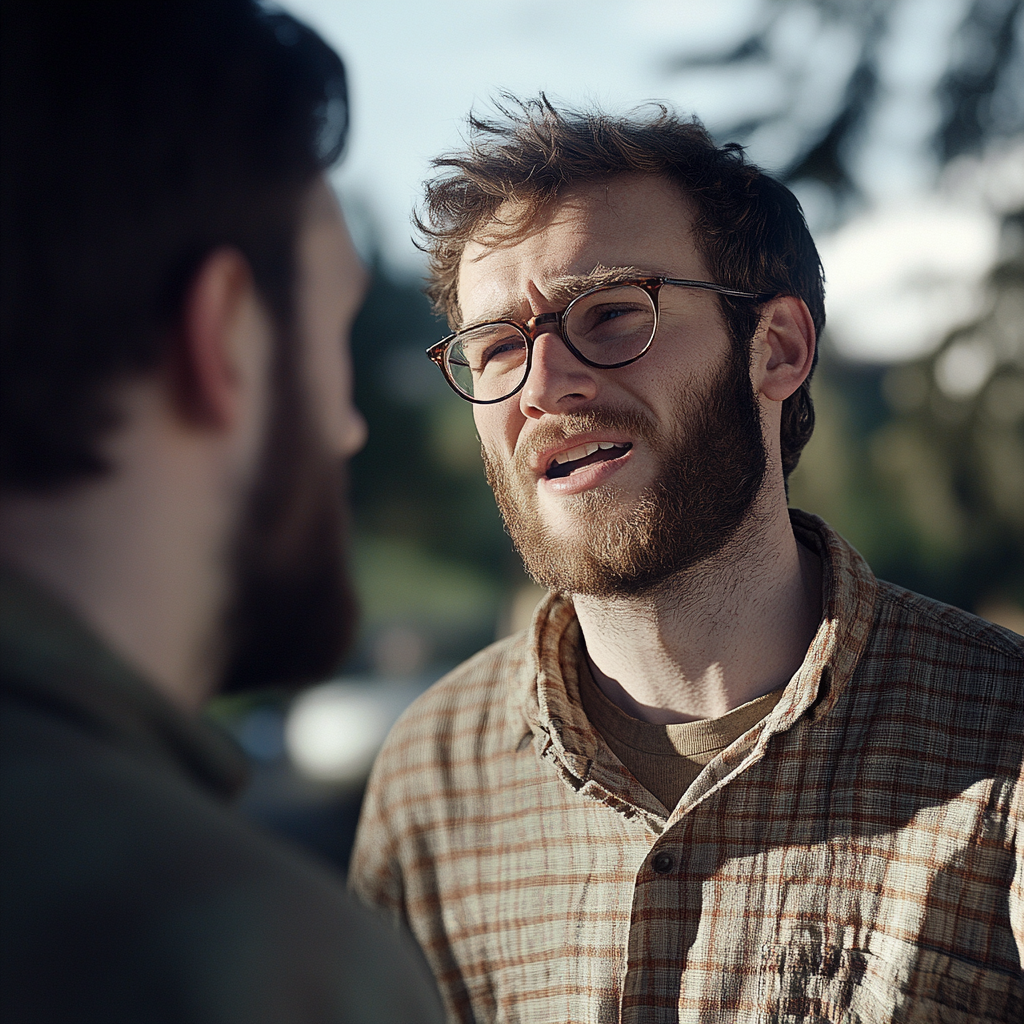 Un homme qui parle à un autre homme | Source : Midjourney