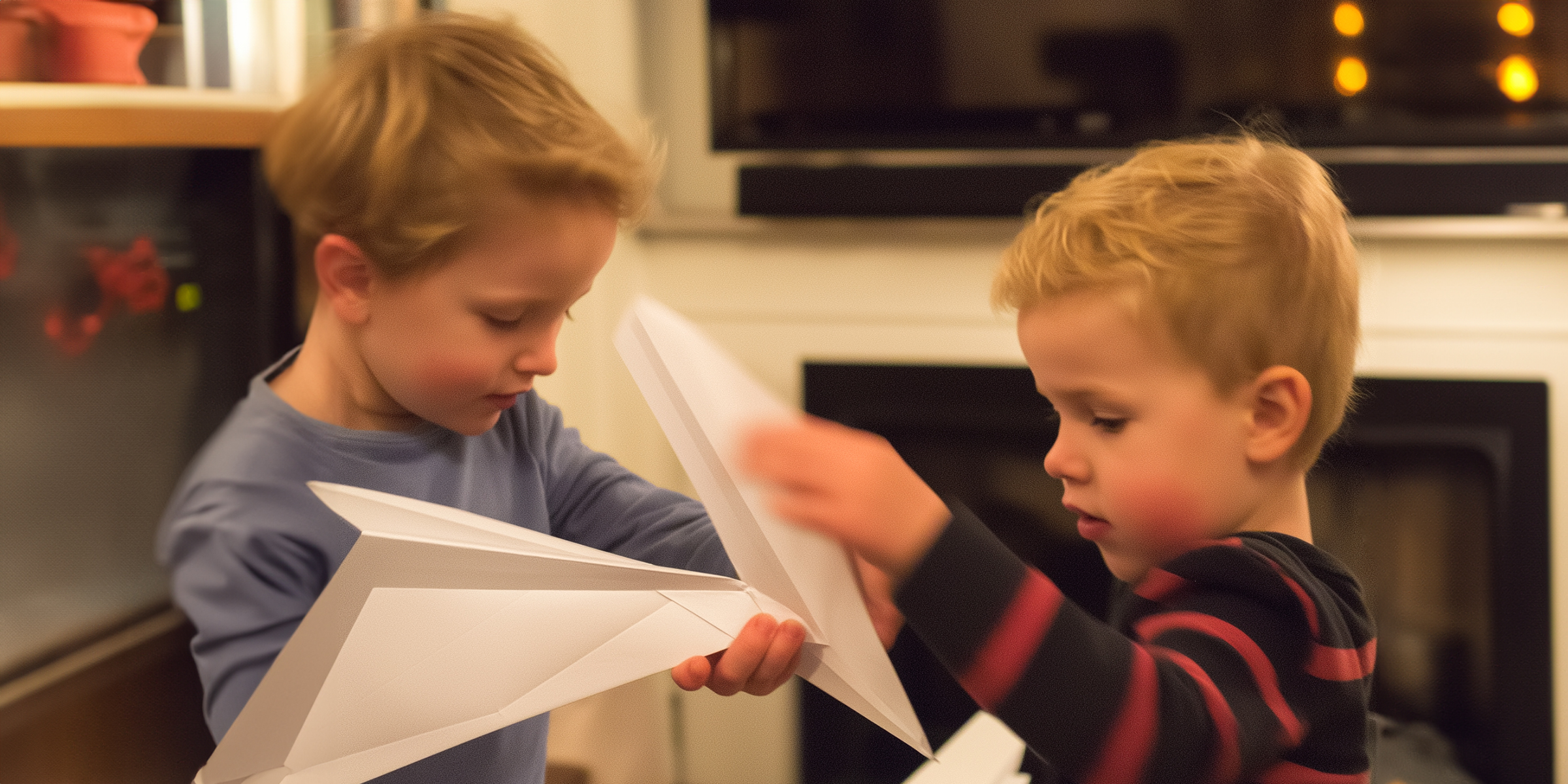 Deux jeunes garçons tenant des avions en papier | Source : Amomama