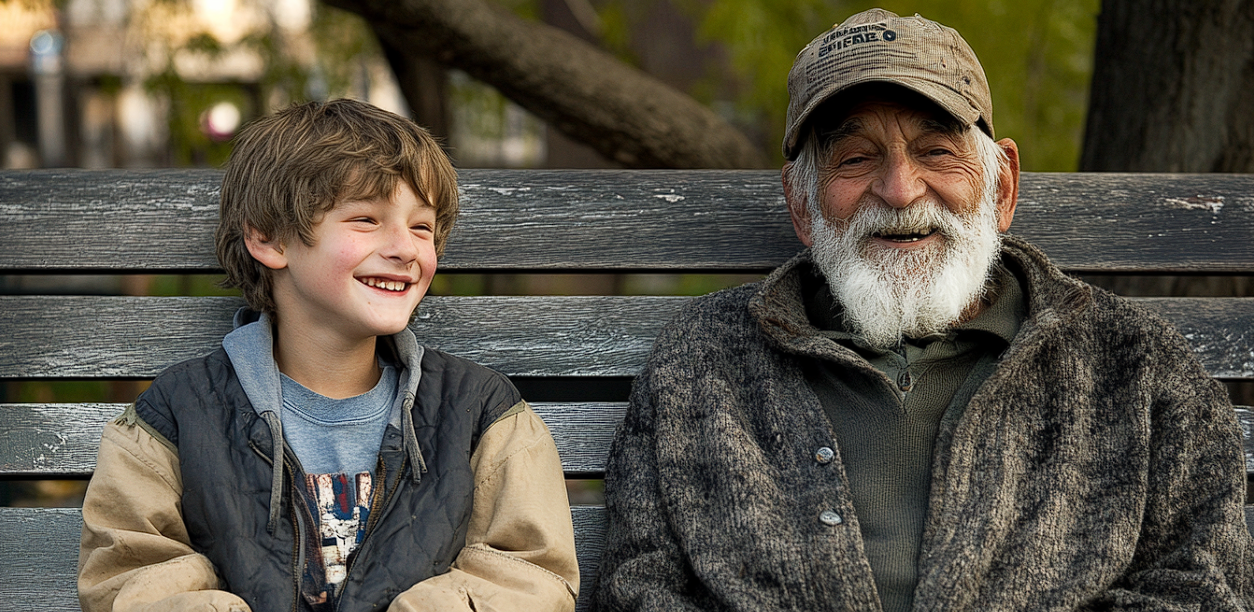 Un adolescent et un sans-abri sur un banc | Source : Midjourney