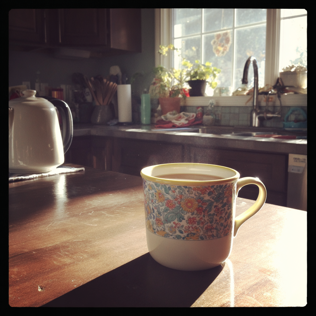 Une tasse de thé sur une table | Source : Midjourney