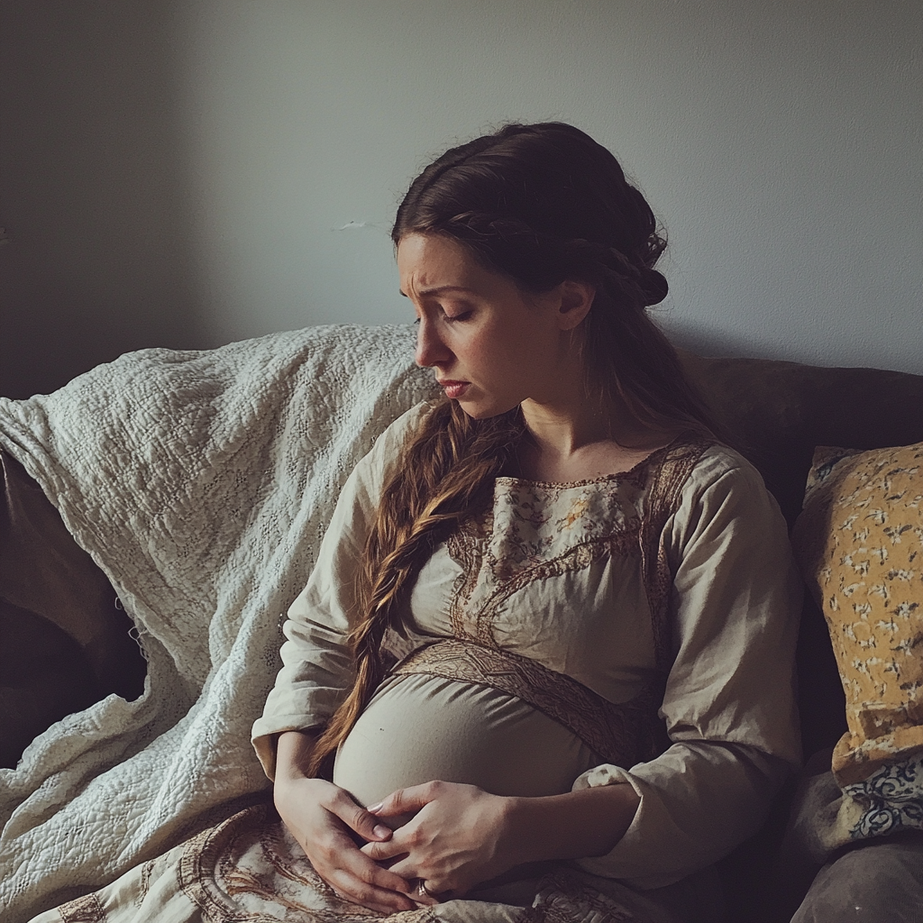 Une femme qui se tient le ventre | Source : Midjourney