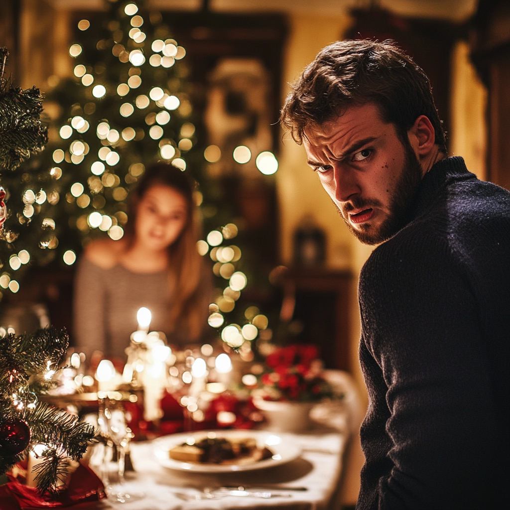 Un homme en colère quittant un dîner | Source : Midjourney