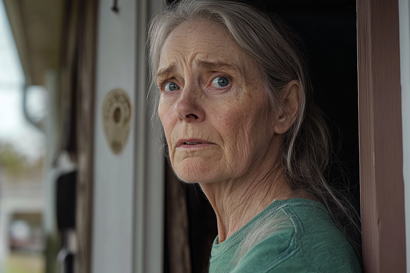 Une femme debout devant sa maison | Source : Midjourney