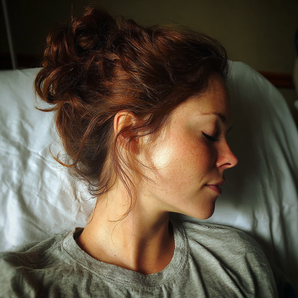 Une femme se reposant dans un lit d'hôpital | Source : Midjourney