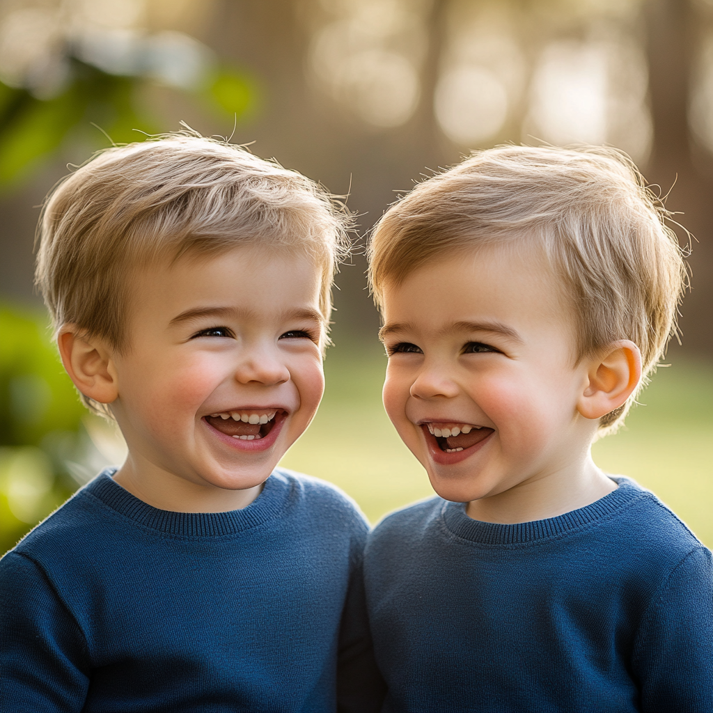 Des frères jumeaux s'amusent en plein air | Source : Midjourney