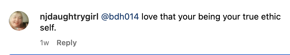 Commentaires sur B Hayes | Source : Instagram.com/Bdh014