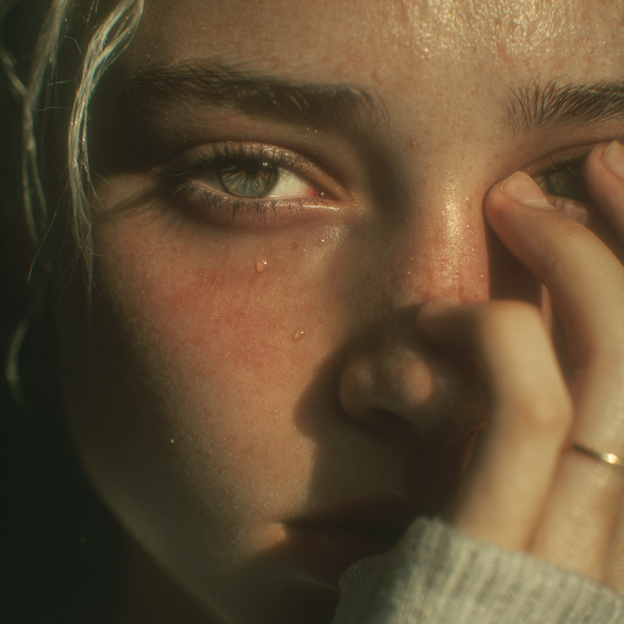 Une femme qui retient ses larmes | Source : Midjourney