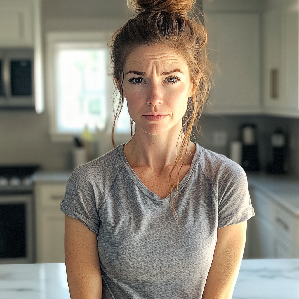Une femme émotive debout dans une cuisine | Source : Midjourney