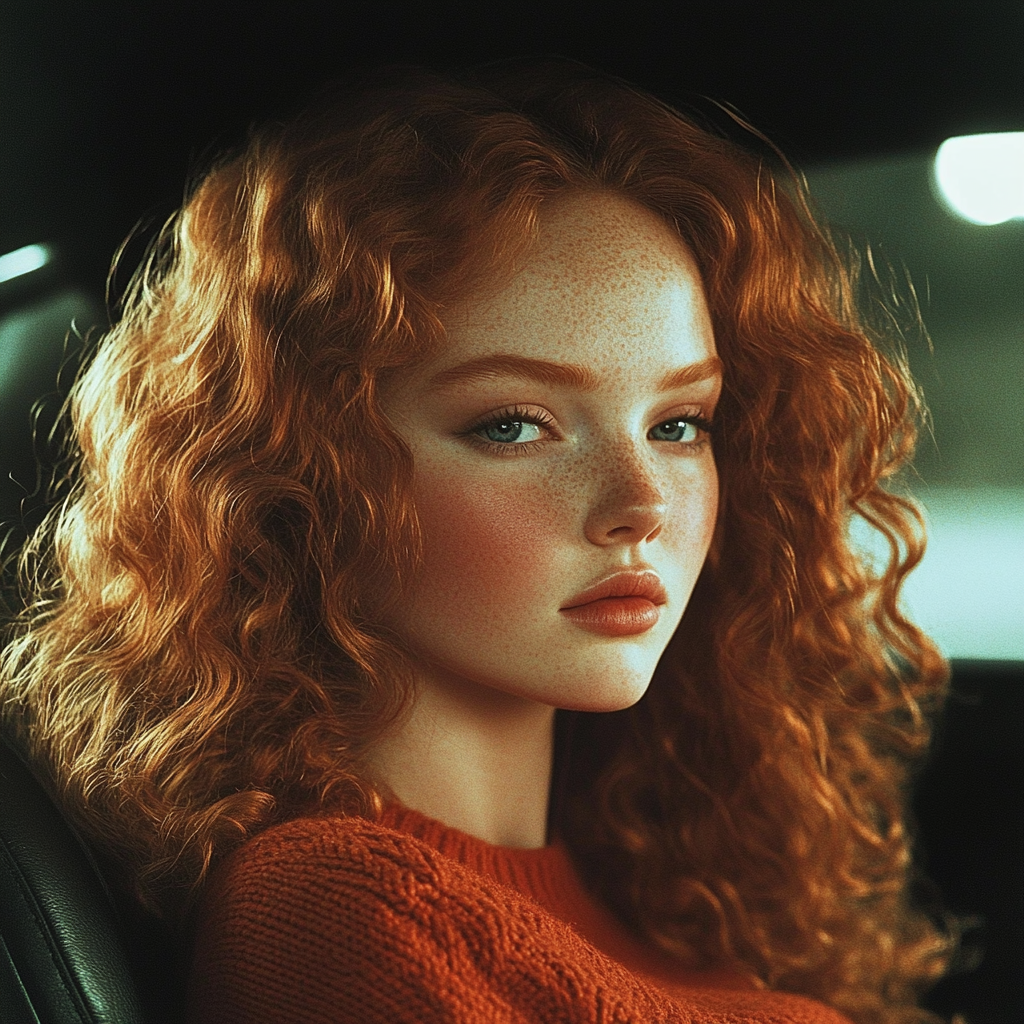 Anxious woman sitting in the car | Source: Midjourney