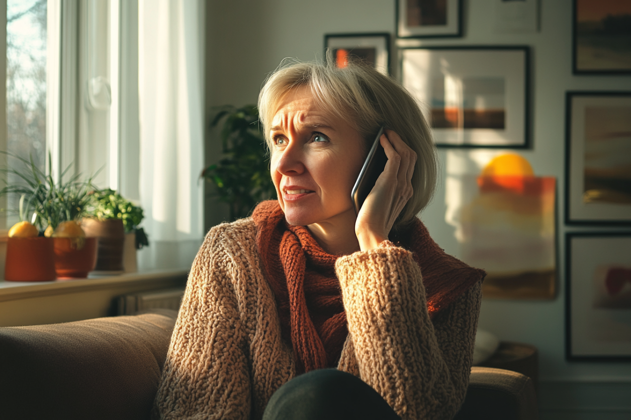 Une femme qui parle au téléphone | Source : Midjourney