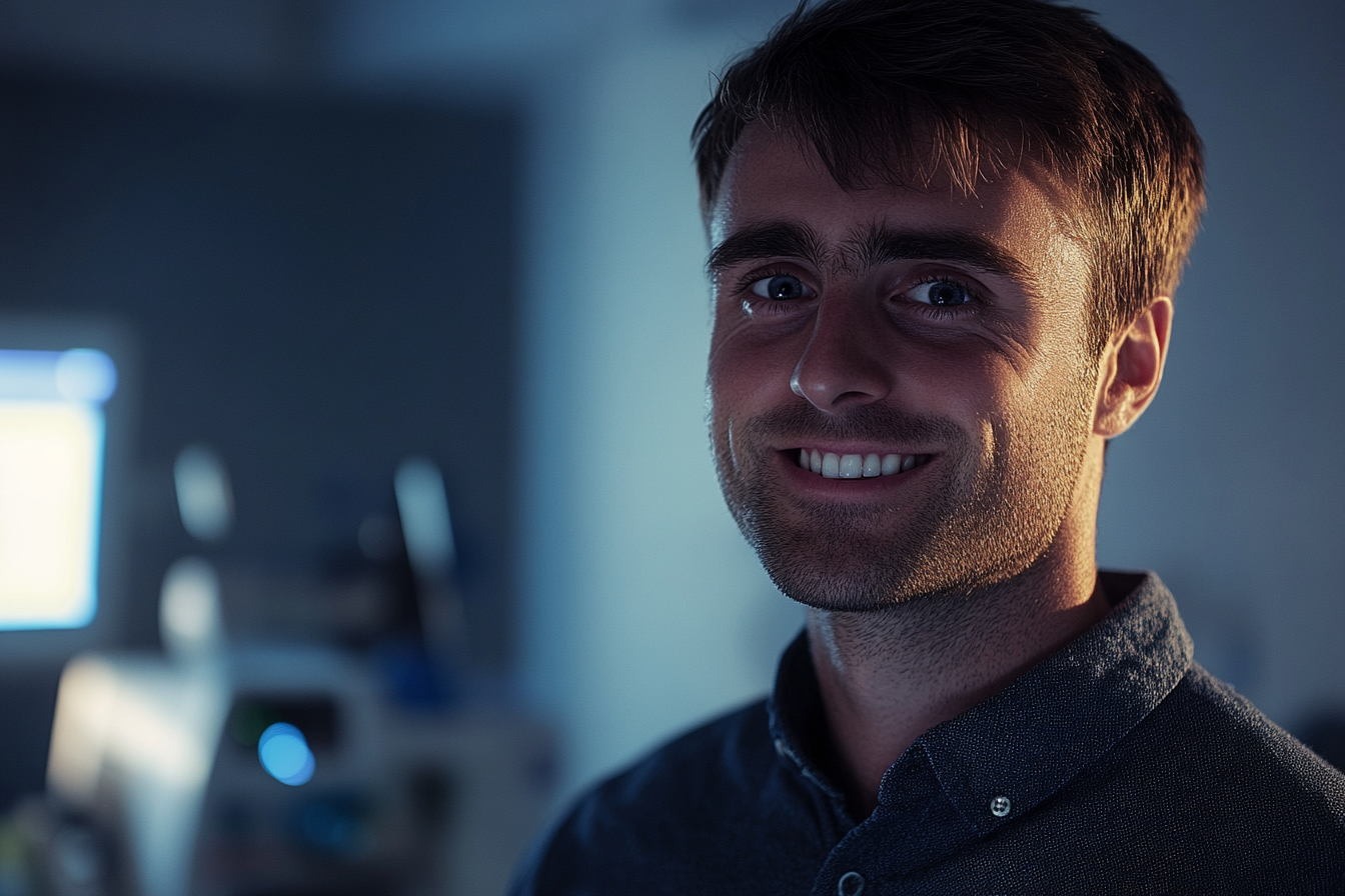 Un homme souriant dans une chambre d'hôpital | Source : Midjourney