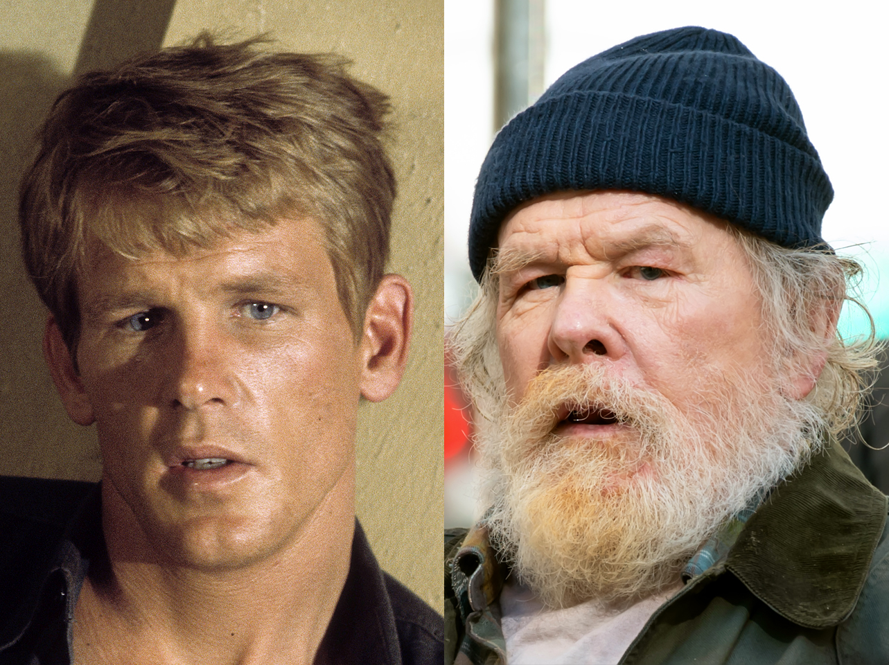 Nick Nolte dans ses jeunes années et lui maintenant. | Source : Getty Images