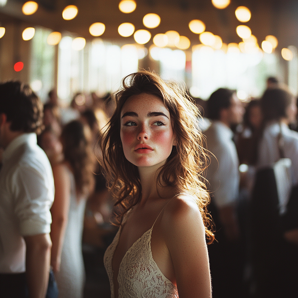 Une femme arrive à un mariage | Source : Midjourney