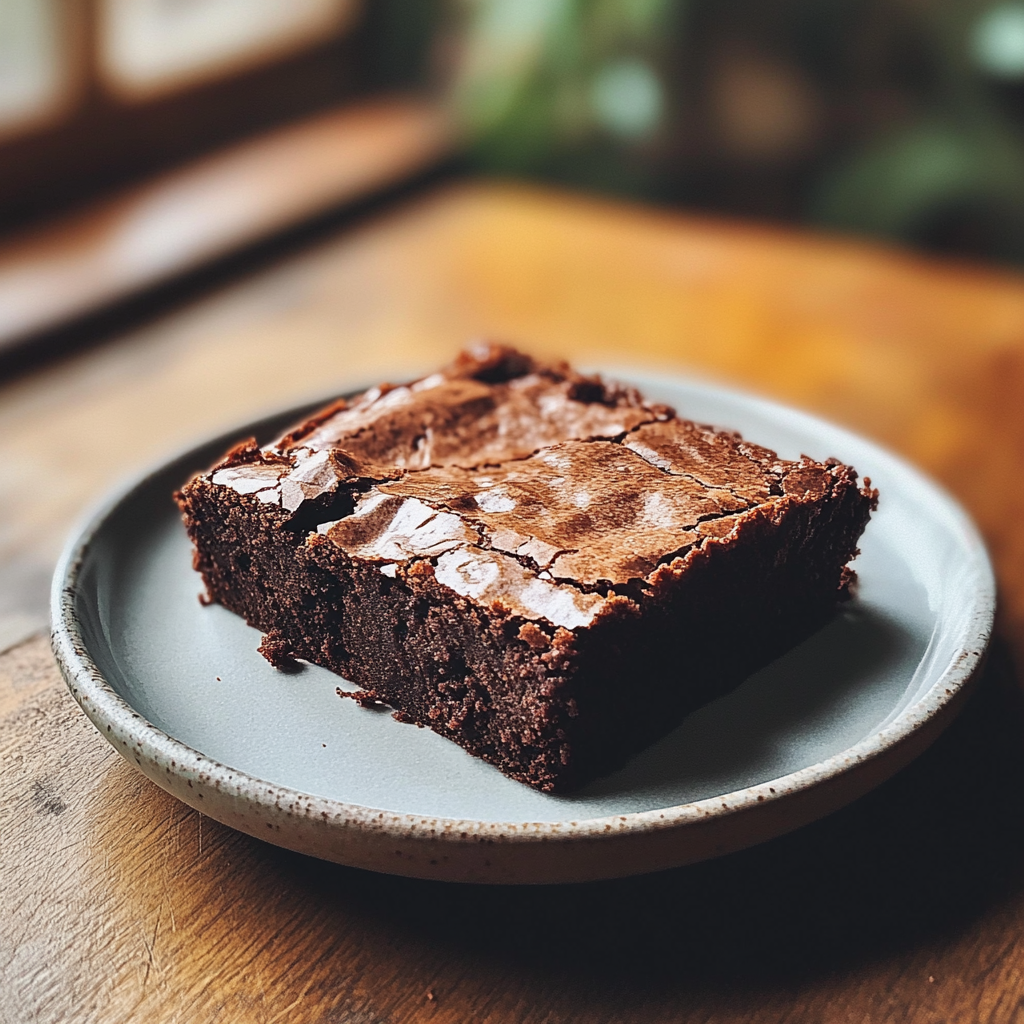Un brownie sur une assiette | Source : Midjourney
