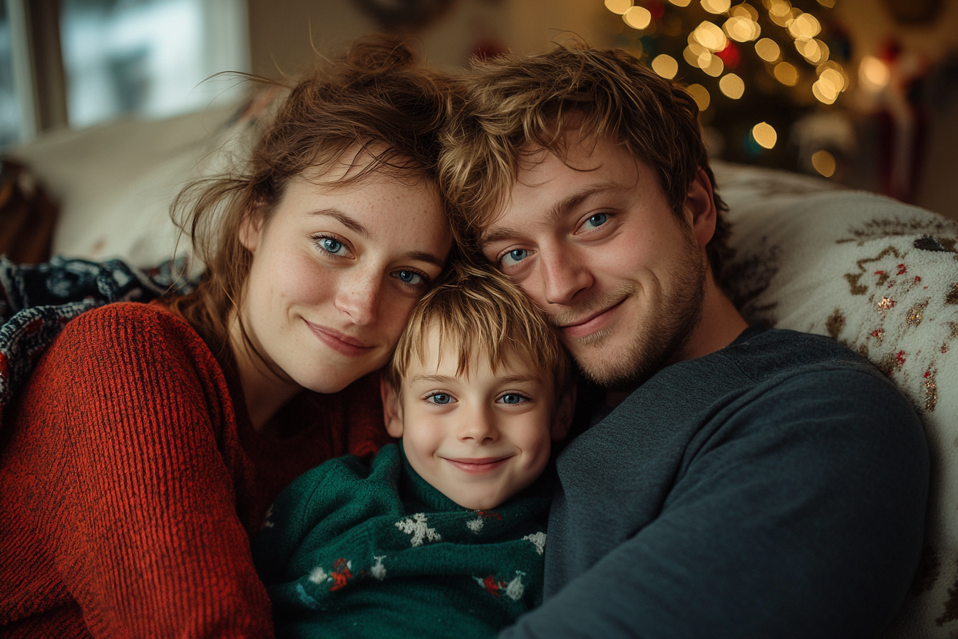 Une famille heureuse à Noël | Source : Midjourney