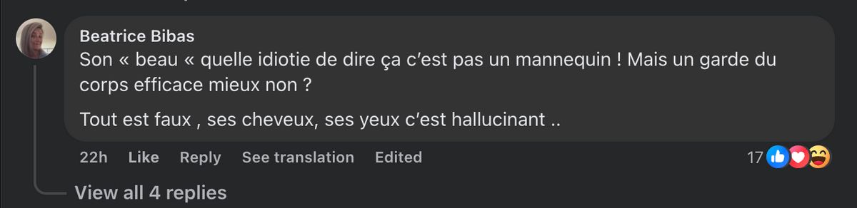 Commentaire d'internaute sur l'ancien garde du corps de Brigitte Macron | Source : capture Facebook