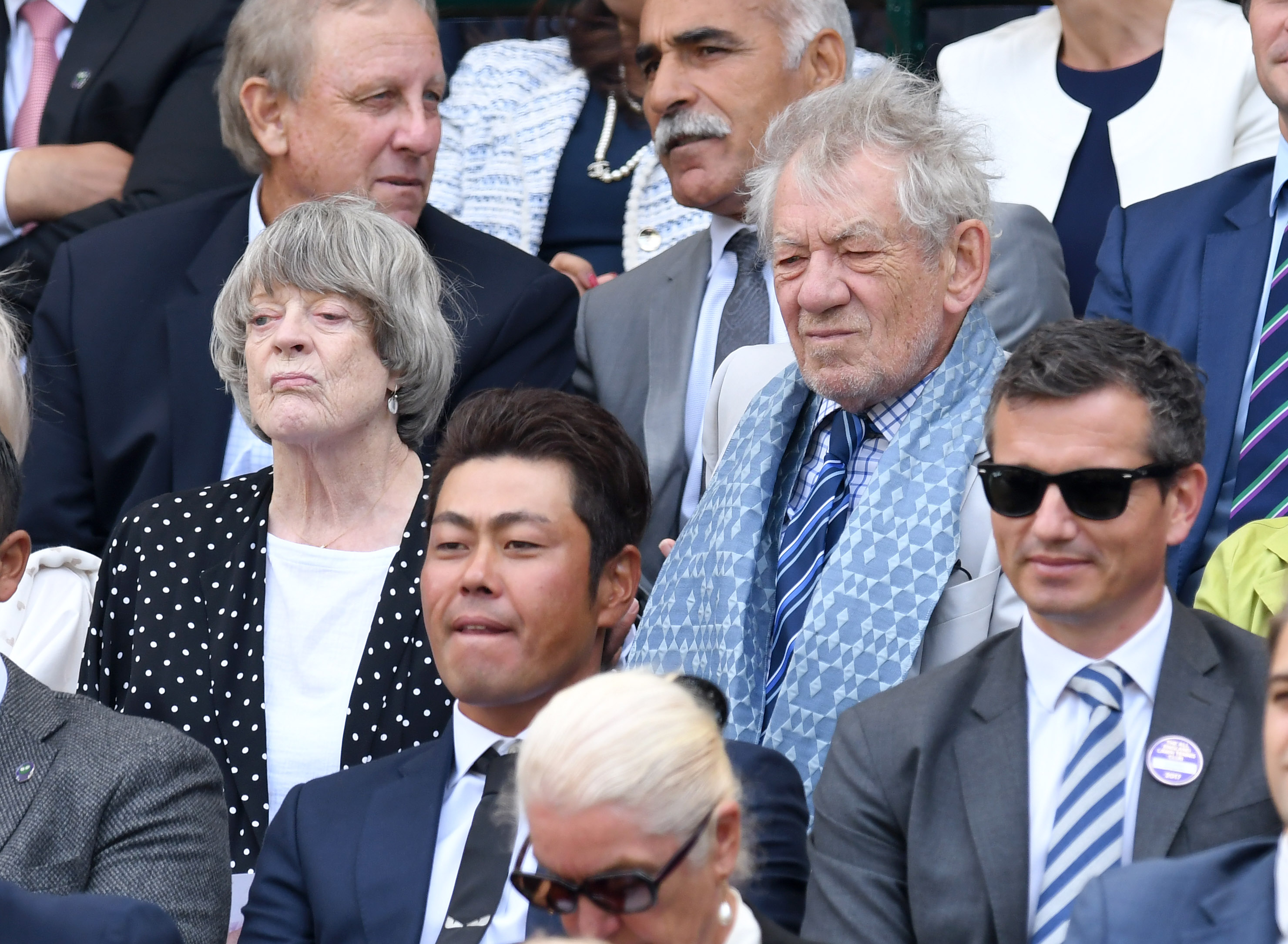 Maggie Smith et Ian McKellen assistent aux championnats de tennis de Wimbledon, le 12 juillet 2017, à Londres, en Angleterre. | Source : Getty Images