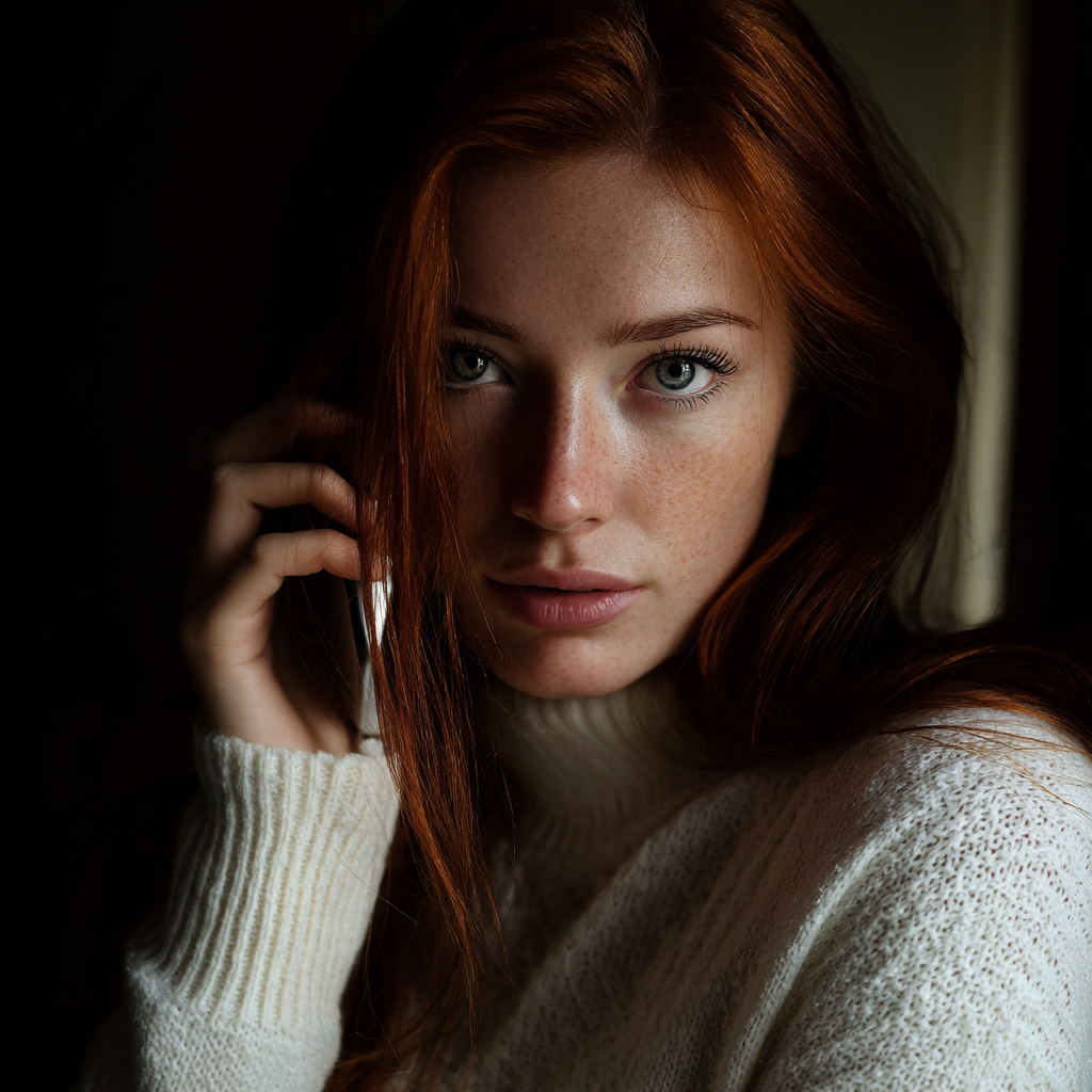 Une femme portant un pull blanc et parlant au téléphone | Source : Midjourney