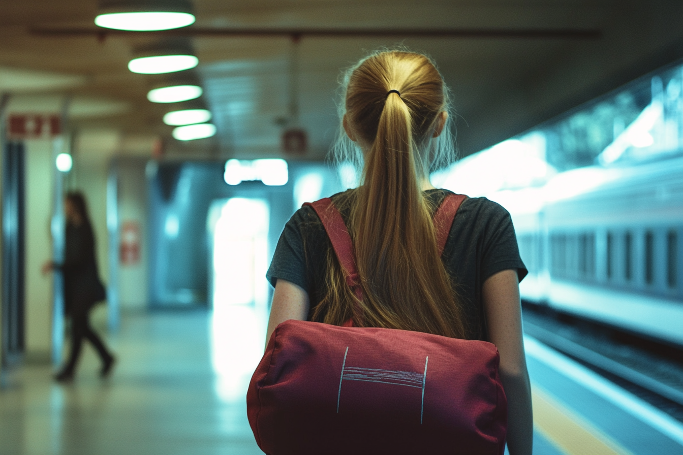 Une adolescente marchant dans une gare | Source : Midjourney