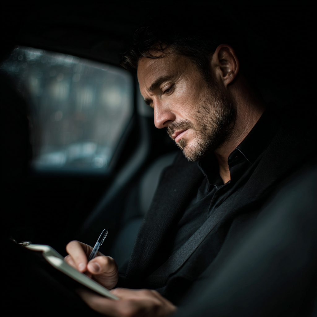 Un détective privé qui écrit dans un carnet | Source : Midjourney