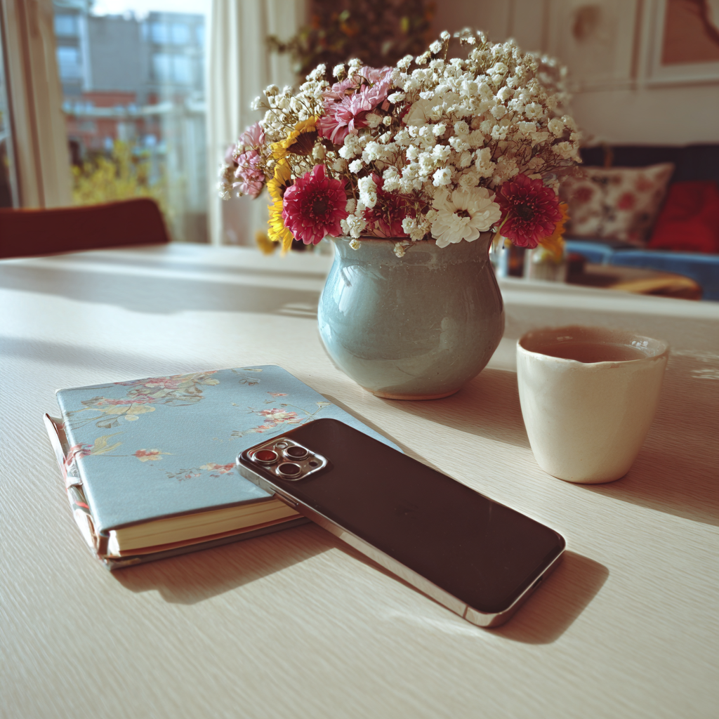 Un téléphone portable sur une table | Source : Midjourney