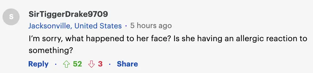 Réaction d'un internaute à la récente sortie d'Ellen Pompeo. | Source : Daily Mail