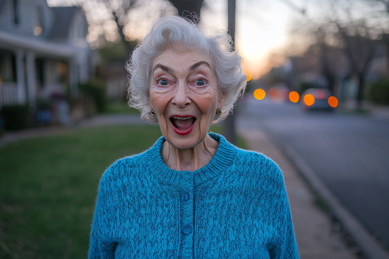 Une femme âgée surprise mais heureuse | Source : Midjourney