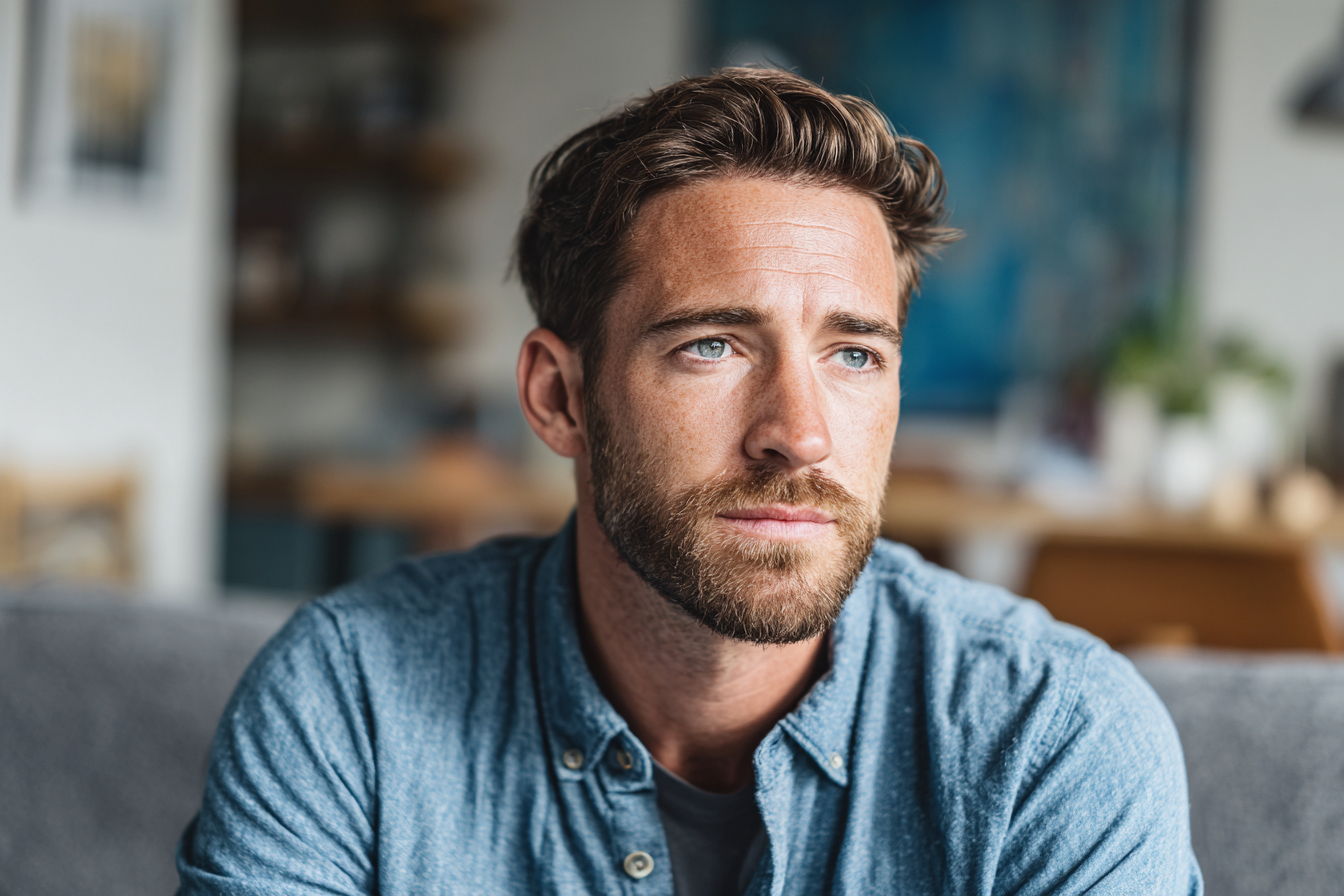 Un homme assis dans sa maison | Source : Midjourney