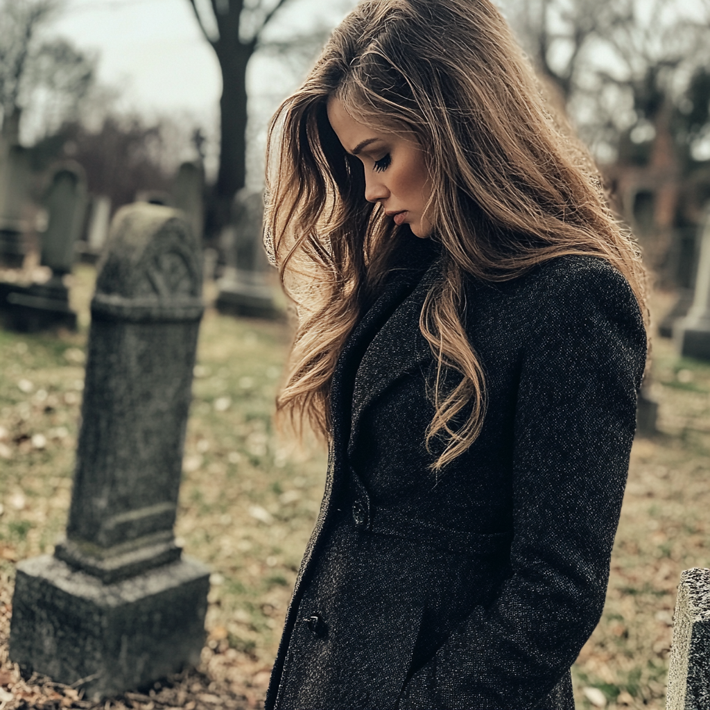 Une femme debout dans un cimetière | Source : Midjourney