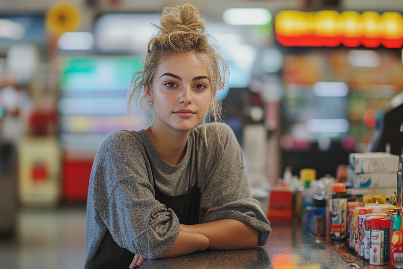 Une femme travaillant comme caissière dans une station-service | Source : Midjourney