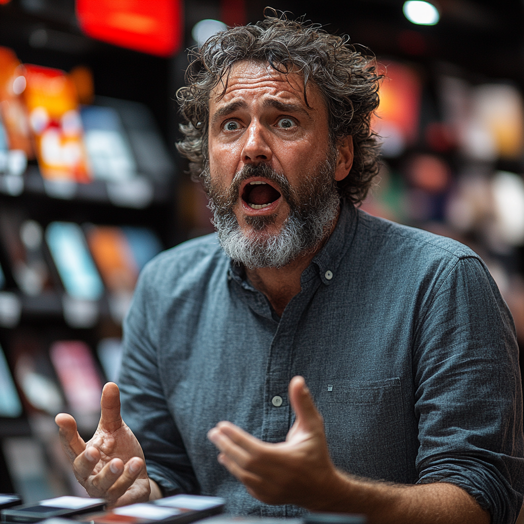 Un homme désespéré devant le comptoir | Source : Midjourney