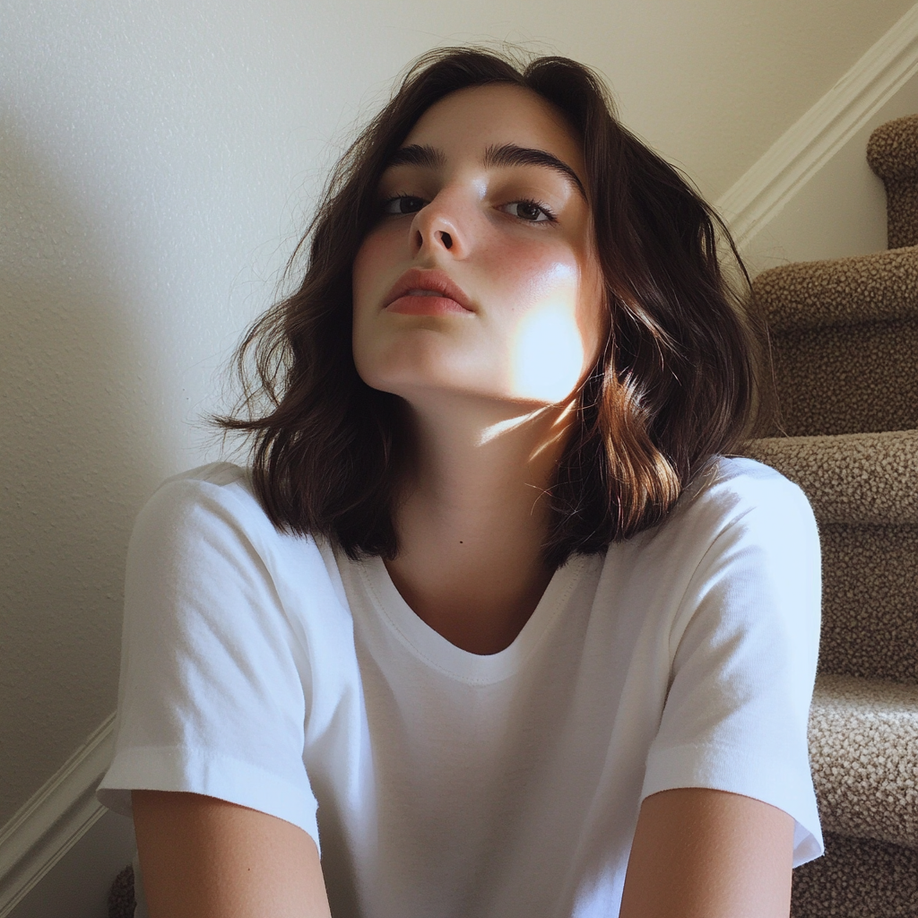 Une adolescente assise sur un escalier | Source : Midjourney