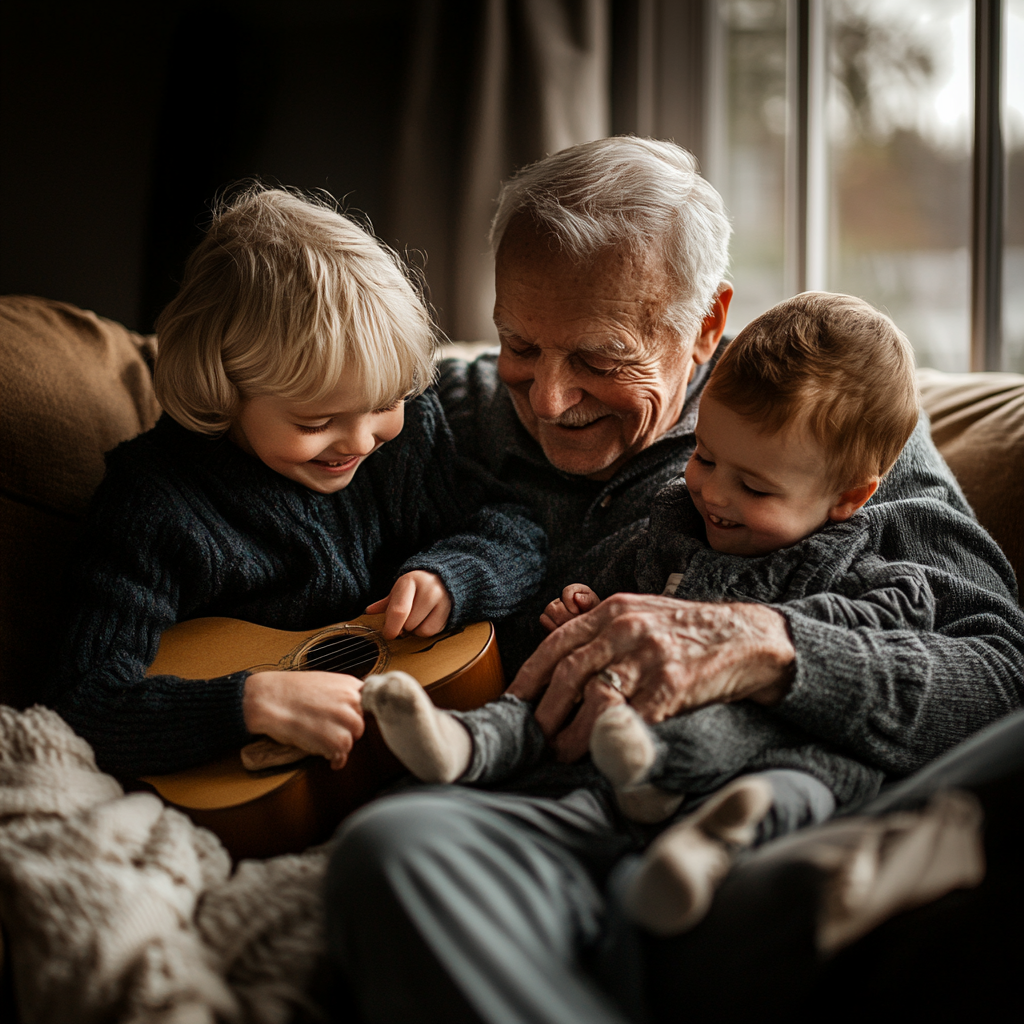 Un grand-père qui joue avec ses petits-enfants | Source : Midjourney