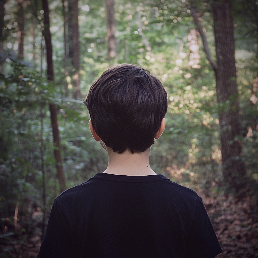 Un garçon se promenant dans une forêt | Source : Midjourney