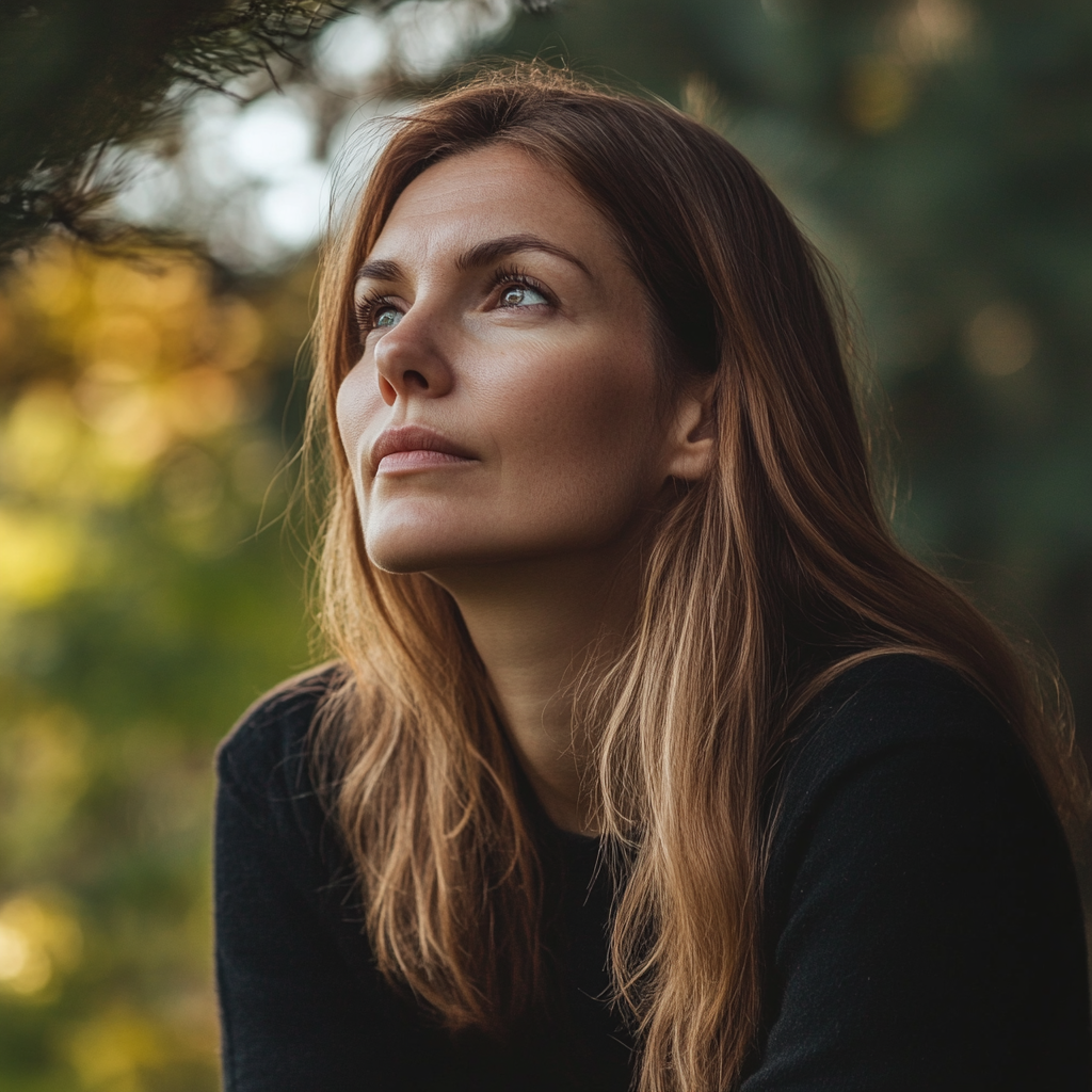 Une femme en pleine réflexion | Source : Midjourney