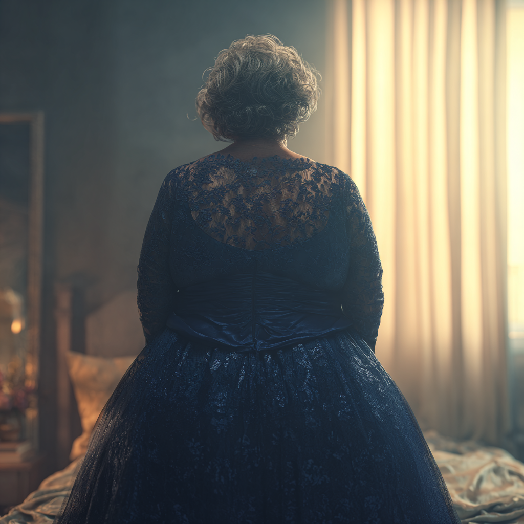 Une femme plus âgée portant une robe bleu marine | Source : Midjourney