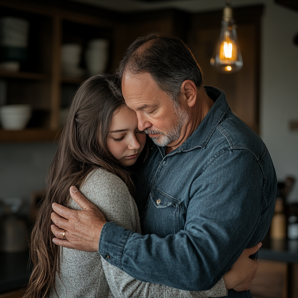 Un homme console sa fille | Source : Midjourney